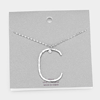 Brass -C- Monogram Metal Pendant Long Necklace