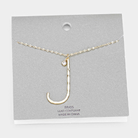 Brass -J- Monogram Metal Pendant Long Necklace