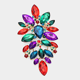 Oversized Glass Crystal Marquise Pin Brooch