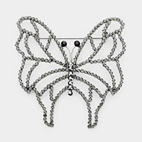 Rhinestone Accented Butterfly Pin Brooch