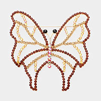 Rhinestone Accented Butterfly Pin Brooch