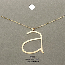 -a- Brass Monogram Metal Pendant Necklace