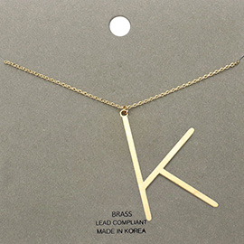 -k- Brass Monogram Metal Pendant Necklace