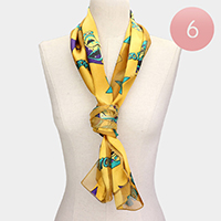6PCS - Silk Feel Mask Mardi Gras Print scarf