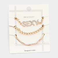 
3PCS - SEXY Rhinestone Embellished Metal Chain Bracelets
