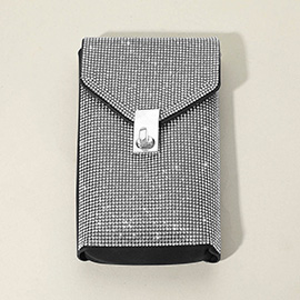 Bling Studded Rectangle Flap Crossbody Cellphone Bag