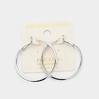14K White Gold Dipped 1.5 Inch Hypoallergenic Hoop Earrings