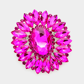 Marquise Crystal Statement Flower Pin Brooch