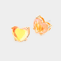 Heart Stone Stud Earrings