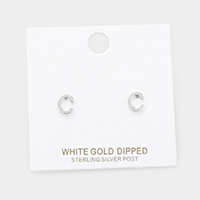 -C- White Gold Dipped Metal Monogram Stud Earrings