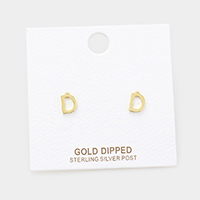 -D- Gold Dipped Metal Monogram Stud Earrings