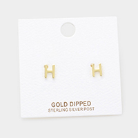 -H- Gold Dipped Metal Monogram Stud Earrings