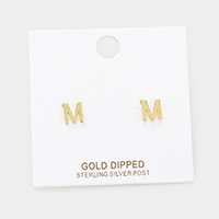 -M- Gold Dipped Metal Monogram Stud Earrings
