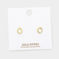 -O- Gold Dipped Metal Monogram Stud Earrings