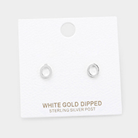 -O- White Gold Dipped Metal Monogram Stud Earrings
