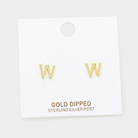 -W- Gold Dipped Metal Monogram Stud Earrings