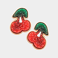 Druzy Cherry Stud Earrings