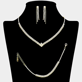 3PCS - Rhinestone Necklace Jewelry Set