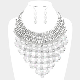 Faceted Cube Bead Cluster Bib Necklace