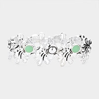 Sea Glass Accented Metal Octopus Cluster Stretch Bracelet
