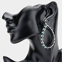 Colorful  Bead Accented Antique Open Metal Teardrop Dangle Earrings