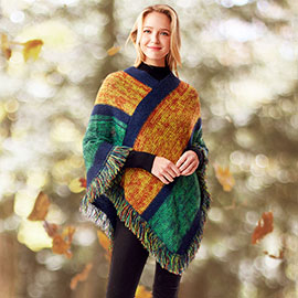 Colorful Vertical Stripe Patterned Poncho