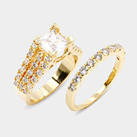 2PCS - Gold Plated CZ Embellished Rings