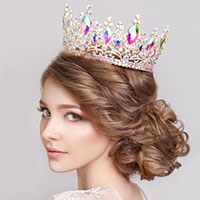 Oval Stone Accented Pageant Crown Tiara