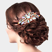 Teardrop Marquise Stone Embellished Leaf Cluster Hair Comb