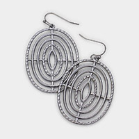 Abstract Metal Oval Dangle Earrings