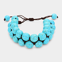 Woven Round Turquoise Pull Tie Cinch Bracelet