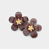Glittered Resin Flower Stud Earrings