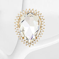 Teardrop Stone Accented Stretch Ring