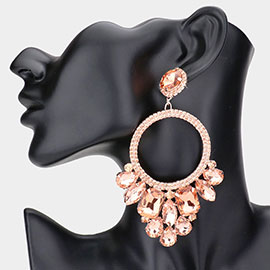 Multi Stone Cluster Statement Evening Earrings