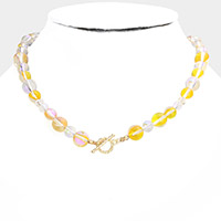 Colored Lucite Beaded Toggle Necklace