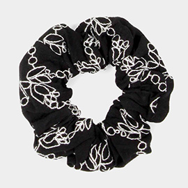 Embroidery Flower Scrunchie Hair Band