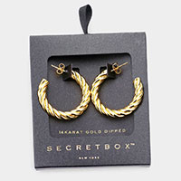Secret Box _ 14K Gold Dipped Twisted Metal Hoop Earrings