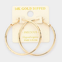 14K Gold Dipped Textured 1.5 Inch Metal Hoop Earrings
