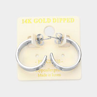 14K White Gold Dipped 0.8 Inch Metal Hoop Earrings