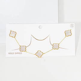 Gold Dipped Quatrefoil Pendant Link Necklace