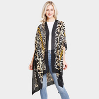 Animal Reptile Patterned Cover Up Kimono Poncho
