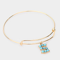 -S- Turquoise Embellished Monogram Charm Bracelet
