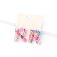 -R- Colorful Monogram Earrings