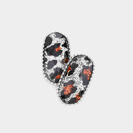 Leopard Patterned Hexagon Stud Earrings