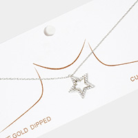 White Gold Dipped Rhinestone Embellished Star Pendant Necklace