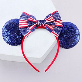 American USA Flag Ribbon Ear Headband