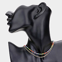 Faceted Beads Accented Double Layered Necklace