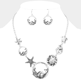 Mermaid Starfish Turtle Sea Life Metal Necklace