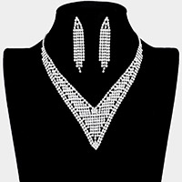 Rhinestone Pave V-Shape Collar Necklace