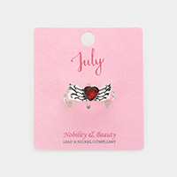 July - Birthstone Heart Wing Stretch Ring